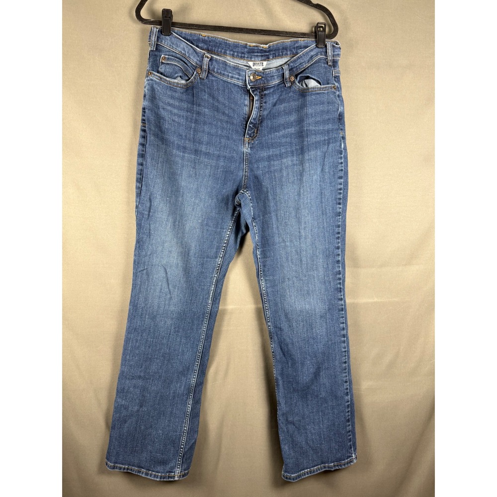 Duluth Trading Co Jeans Womens 16x29 Blue Straight Leg Medium Wash Stretch Denim